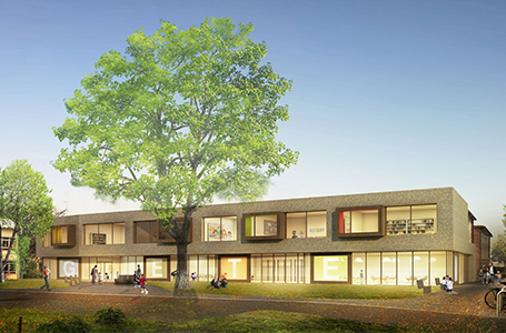 Mit dem Entwurf für einen Erweiterungsbau der Bremer Grundschule an der Gete erreicht die Gruppe GME den ersten Platz im Wettbewerb